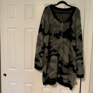 Torrid washable sweater. Camo with a touch of metallic.